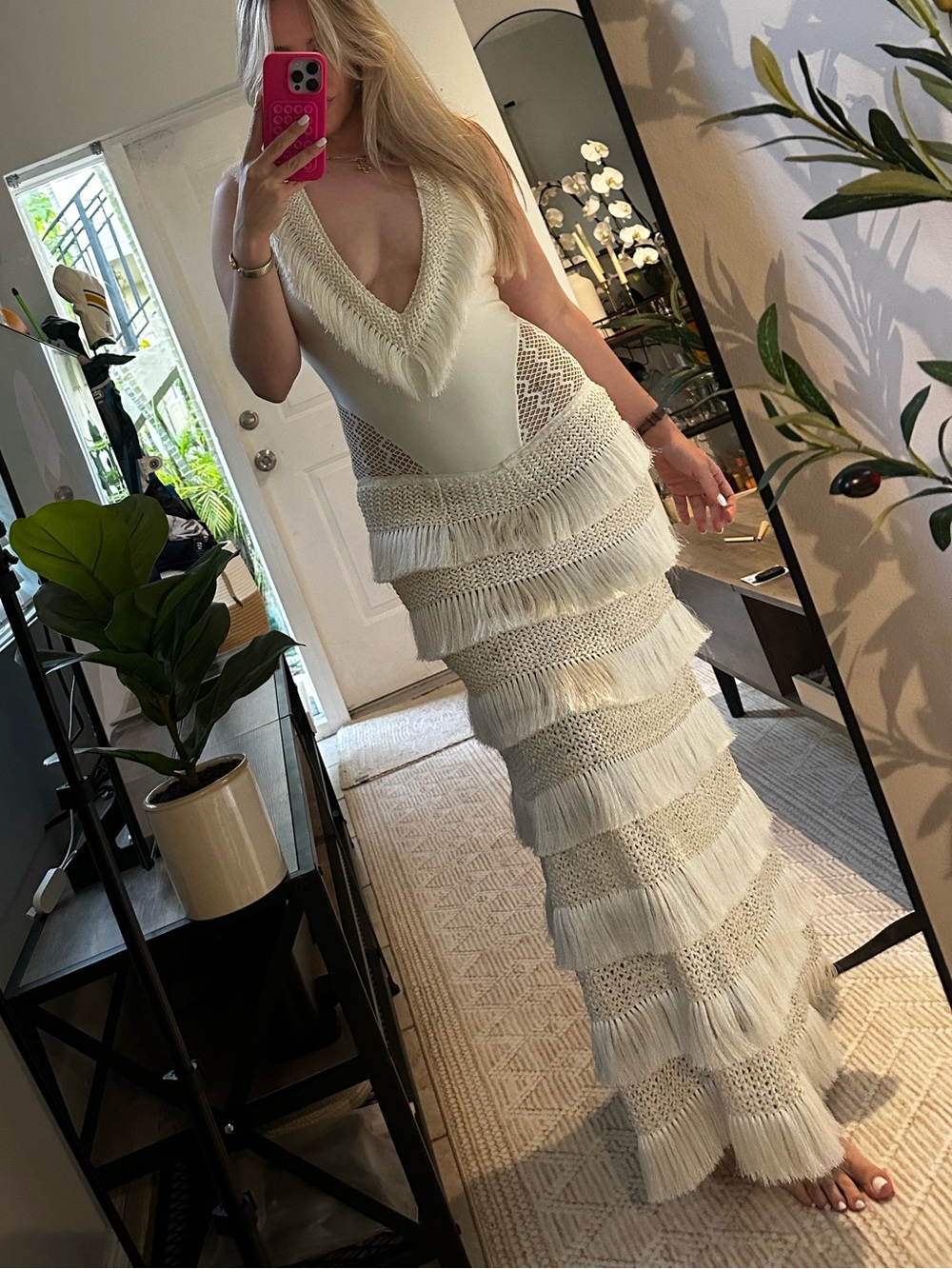 PatBO Fringed Trim V-Neck Maxi Dress - Picture 7 of 9